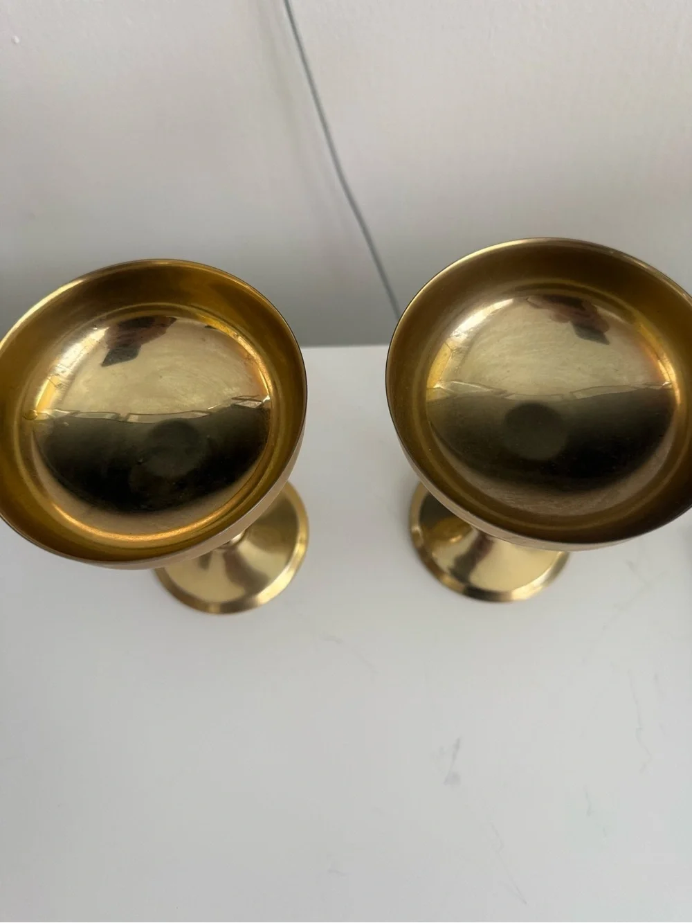Vintage Set of 2 Gold Electroplated Coupe Cocktail Glasses 24K Gold Plate